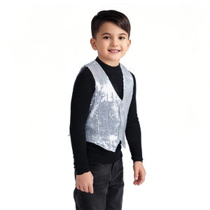 Gilet con paillettes lucido per ragazzi e ragazze festa da ballo Jazz Hip-hop per spettacoli teatrali per concerti e spettacoli - Product Image 3