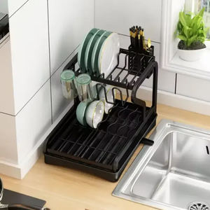 Égouttoir à vaisselle mural à 2 niveaux pour comptoir de cuisine avec porte-tasses - Product Image 3