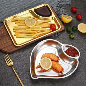Chef Meis 304 Stainless Steel Snack Plate Peach Shape With Sauce Dish For Fried Food And Fries - Product Image 2