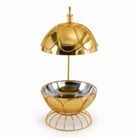 GOLDEN KEY Goldener Chafing Dish 8L mit Drahtkorb, Buffet-Server, Speisenwärmer mit Kuppeldeckel für Catering, Restaurant, Hotel, Bankett