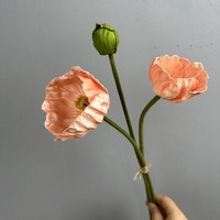 Fleur artificielle réaliste 3 têtes EVA coquelicot décoration de la maison fleurs de qualité