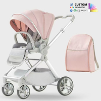 Poussette de luxe en alliage d'aluminium pliable double sens avec grand panier de rangement pour bébé