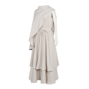 Disfraz de cosplay de la diosa Atenea, vestido beige liso, traje de escenario para Halloween - Product Image 2
