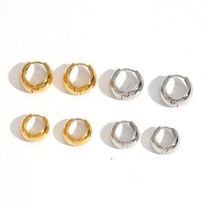 <b>Huggie</b> Earrings Stainless Steel Gold <b>Silver</b> Plated Minimalist Round Hoop Earrings For Women Fashion Jewelry TE60314 - Product Image 3