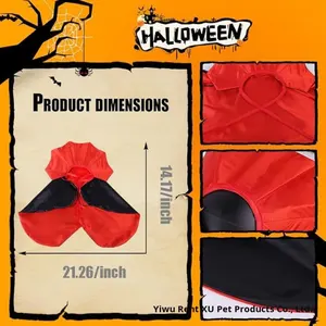 面白い ハロウィン 猫の服 ペット 犬 吸血鬼 男爵 変身コスチューム 冬用マント付き 写真撮影用 - Product Image 2