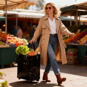 Factory Direct New Fashion Light Collapsible Wheeled Shopping Trolley <b>Bag</b> Grocery <b>Foldable</b> Shopping Cart With Wheels - Product Image 5