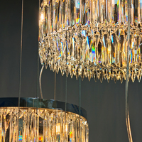 Lustre en cristal pour décoration d'escalier de villa, luminaire suspendu réglable pour plafond