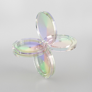 Custom PCR Clear Empty Cosmetics Powder Compact Container Plastic Eyeshadow Blush Case Packaging