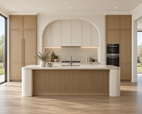 Lemari Dapur Interior Kayu Solid White Oak Model Shaker dengan Kaca Tinggi Kustom Kelas Atas