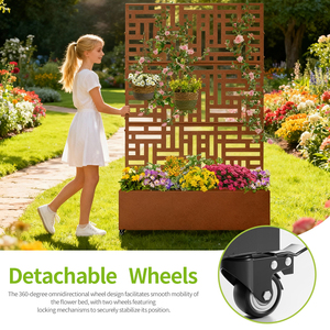 <span class=keywords><strong>Grand</strong></span> <span class=keywords><strong>bac</strong></span> <span class=keywords><strong>à</strong></span> plantes classique en fer avec cadre de clôture pour plantes grimpantes et vignes, <span class=keywords><strong>bac</strong></span> <span class=keywords><strong>à</strong></span> jardin <span class=keywords><strong>sur</strong></span>élevé galvanisé <span class=keywords><strong>sur</strong></span> <span class=keywords><strong>roulettes</strong></span> pour le sol - Product Image 4