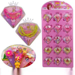 Funny Girls Dress Up Case with Rings Hairpins Crown Diamond Shaped Jewelry Boxes Toy Candy