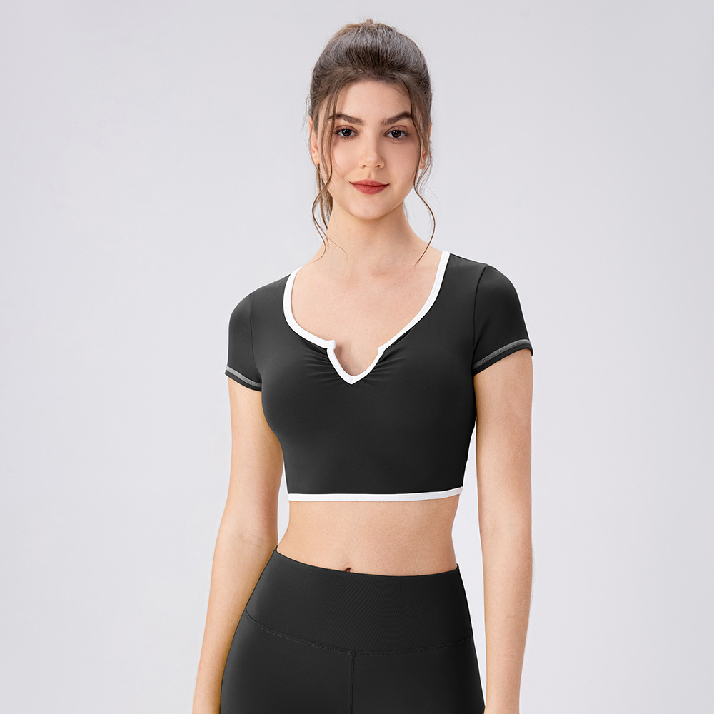 Women's Plus Size Short-Sleeve Sports T-Shirt Breathable Yoga Pilates Running Training Top Tight-Fitting Chest Pad Recyclable