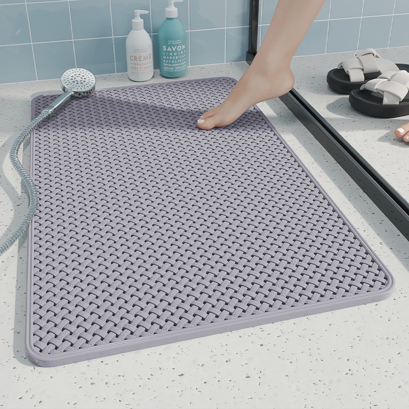 Shower mat - woven texture, green