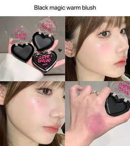 Precio de fábrica, paleta de rubor negro en forma de corazón, colorete cálido que cambia de Color, venta al por mayor, tinte de mejillas, rubor crema ligero Natural - Product Image 4