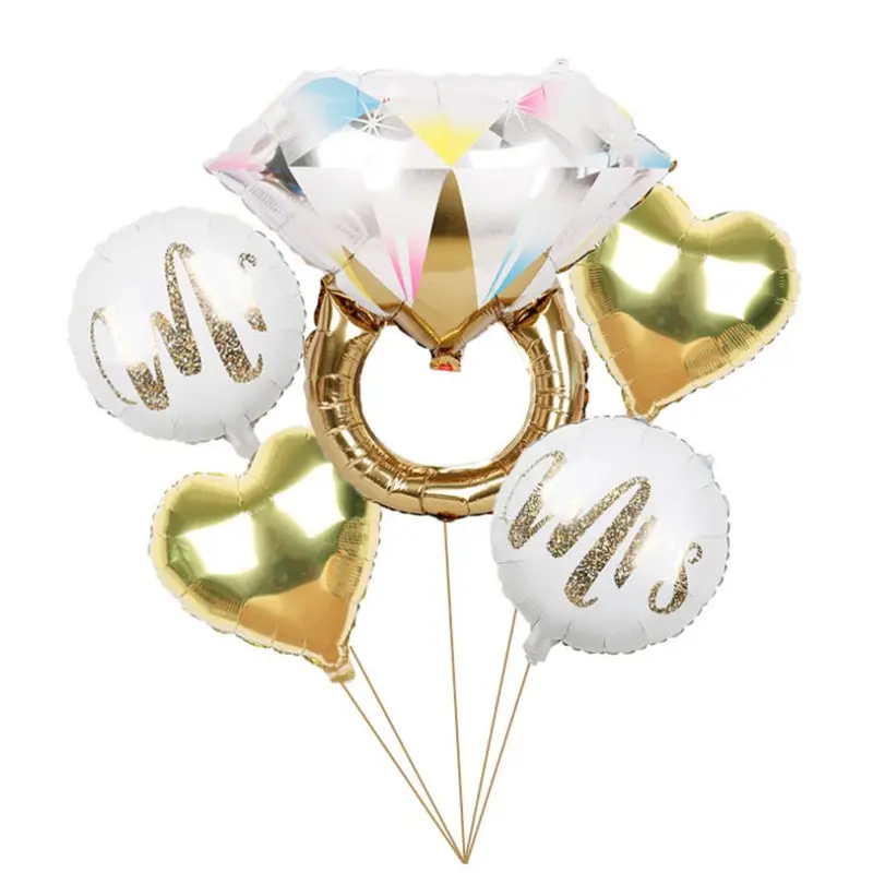 Balões de diamantes, venda quente de balão de ouro/rosa, novo design, anel de diamante, festa de casamento, decoração, balão de folha