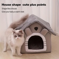 Maison de lit pour animaux de compagnie pour chats Maison de chat amovible et lavable Lit de chat chaud d'hiver Doux et confortable Nid de grotte pour chiot