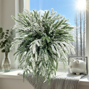 13,98 pouces <span class=keywords><strong>de</strong></span> verdure réaliste en pin Norfolk artificiel teinté, avec branches <span class=keywords><strong>de</strong></span> pin recouvertes <span class=keywords><strong>de</strong></span> neige artificielle, idéal pour un hiver luxuriant - Product Image 5