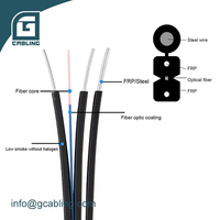 Gcabling Interior Exterior LSZH Internet fibra óptica Plana 1 2 4 Core Ftth Cable de caída de fibra óptica de un solo núcleo Precio 2km