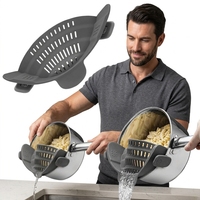 Passoire pliable durable résistante à la chaleur, compatible lave-vaisselle, avec clip pour casseroles et bols, ustensile de cuisine flexible et pratique