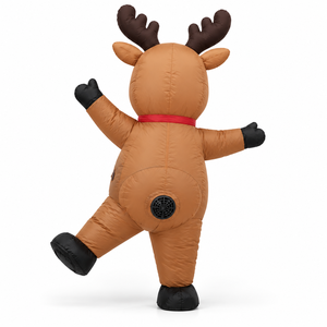 Renne gonflable de Noël avec nez rouge et collier à cloche, figurine Rudolph pour la décoration extérieure de jardin, pelouse, fête de Noël - Product Image 4