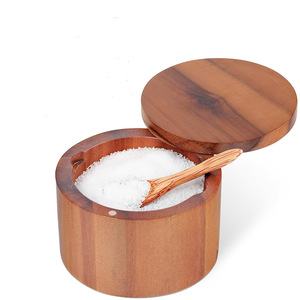 Cross-border wooden <b>spice</b> <b>jars</b>, <b>spice</b> boxes, kitchen tools, wooden storage boxes, condiment storage containers, wooden salt - Product Image 1