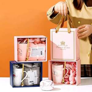 Ensemble cadeau de tasse en acier inoxydable et en céramique personnalisé, serviette en peluche lapin, cuillère, boîte cadeau élégante pour femmes, demoiselles d'honneur, cadeau d'anniversaire - Product Image 1