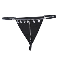 Celana Dalam Wanita Model Rantai Custom, Hiasan Huruf Berhias Berlian Imitasi, Perhiasan Rantai Tubuh, Pinggang Rendah Model T, G-string Bikini Thong Wanita