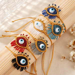 Go2boho el yapımı nazar bilezik kadınlar için ayarlanabilir renkli dokuma dostluk takı toptan makrome bilezik - Product Image 4