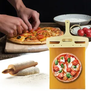 Pelle à pizza rotative antiadhésive en bois avec poignée pour un glissement facile - Product Image 3