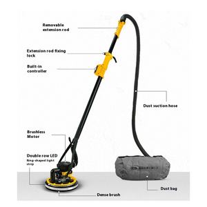 Neue selbst ansaugende bürstenlose Wand polier maschine in Industrie qualität Long Rod Double Lamp Belt Sandpapier Kitt Schleif schleifer - Product Image 6