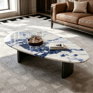 Table basse en <span class=keywords><strong>quartz</strong></span> artificiel artisanal irrégulier de style antique, sculptée sur mesure, en pierre artificielle, style européen moderne, écologique - Product Image 2