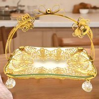 Panier à fruits de luxe en métal doré, grand panier de rangement en fil métallique pour la présentation de fleurs et de fruits