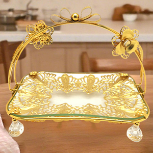 Panier à fruits <span class=keywords><strong>de</strong></span> luxe en métal doré, grand panier <span class=keywords><strong>de</strong></span> rangement en fil métallique pour la présentation <span class=keywords><strong>de</strong></span> fleurs et <span class=keywords><strong>de</strong></span> fruits - Product Image 5