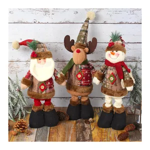Boneka Salju Berdiri Santa Claus Dekorasi Liburan Kaki Dapat Diperpanjang Gnome Natal Dapat Ditarik