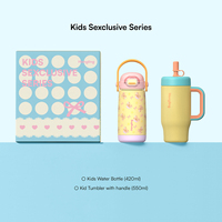 Caja de Regalo Moderna para Niños con Botellas de Acero Inoxidable de Doble Pared Aisladas, Taza con Asa y Lonchera, Juego de Botellas de Agua para Niños