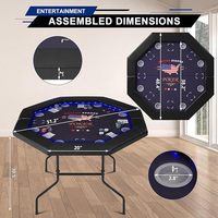 48 inç LED'li Katlanabilir 8 Kişilik Poker Masası, Taşınabilir Texas Holdem