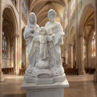 Statue de la Sainte Famille en marbre blanc, sculptée à la main, représentant Marie, Joseph et le Bébé Jésus, sculpture en pierre, statue en marbre, catholique européenne.