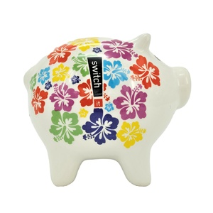 Gốm màu sắc in ấn gốm Pig động vật tiết kiệm Box Piggy ngân hàng cho con Món quà trang trí nội thất tùy biến hỗ trợ - Product Image 1