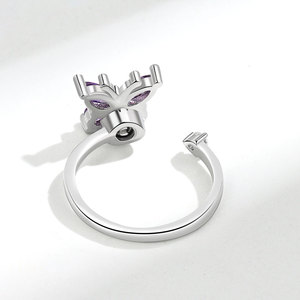 Anillo giratorio de circonita con diseño de mariposa, novedad para comercio exterior transfronterizo en AliExpress y Wish, fabricante mayorista de joyería de mano. - Product Image 4