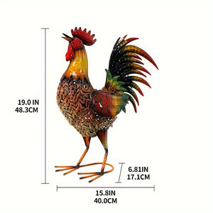 Adorno de pollo de granja, escultura de gallina, decoración de césped, estatua de gallo rústica, escultura de Animal de estaca de jardín de Metal - Product Image 5