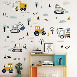<span class=keywords><strong>Adesivi</strong></span> Murali di Veicoli da Costruzione per Camerette dei Bambini, Asili e Scuole Materne, Decorazione di Sfondo, Carta da Parati Autoadesiva - Product Image 3