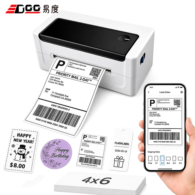 Edoo ED1080 4x6 Inch Portable Shipping Thermal Label Printer with USB/ 300dpi in Stock for Express & Warehouse Use