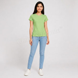 Camisetas de Verano Transpirables para Mujer, Cuello Redondo, Manga Corta, Logotipo Personalizado, 100% Algodón Jersey, Impresión Digital, Venta al Por Mayor - Product Image 5