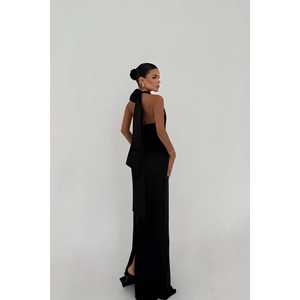 Vestido de Noche Negro Satinado para Mujer, Elegante Vestido Largo de Gala con Cintura Imperio, Estilo A-Line, Largo hasta el Suelo, para Eventos Especiales - Product Image 1
