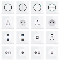 SUMMAO Interrupteur mural moderne de luxe blanc 3 gangs 1 voie en verre trempé rond, interrupteurs muraux dorés 86x86mm