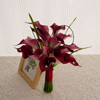 Fleur de Calla artificielle rose-rouge en EVA, style vintage et de niche, faite à la main, réaliste et souple, 8 pieds, pour mariage, style chinois, pour photos de mariée
