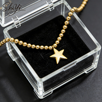 Collier chaîne à perles avec pendentif étoile plaqué or, bijoux en cuivre tendance pour un usage quotidien décontracté