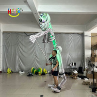 Disfraz Inflable de Esqueleto Fantasma para Desfile de Halloween, Marioneta Inflable con Luz LED