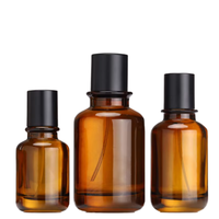 Flacon de parfum en verre ambré de luxe, forme élégante, 30 ml, 50 ml, 100 ml, avec bouchons en bambou pour cosmétiques et parfums