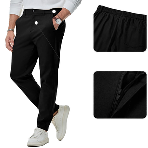 Pantalon de sport pour homme style safari, imperméable, coupe-vent, respirant, en polyester/coton, poids moyen, délavé clair, teint uni - Product Image 1